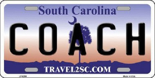 Coach South Carolina Novelty Metal License Plate