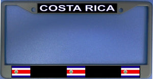 Costa Rica Flag Black Chrome License Plate Frame