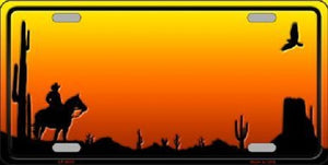 Cowboy Arizona Blank Scenic Novelty Metal License Plate