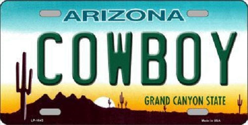 Cowboy Arizona Novelty Metal License Plate