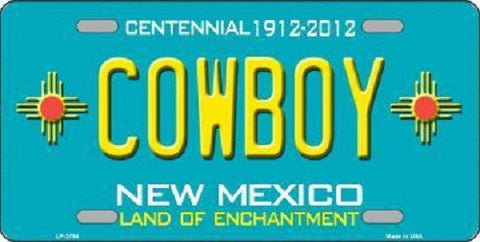 Cowboy New Mexico Teal Novelty Metal License Plate