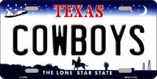 Cowboys Texas State Background Novelty Metal License Plate