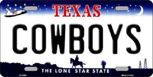 Cowboys Texas State Background Novelty Metal License Plate