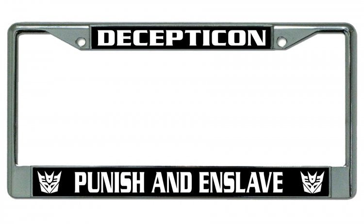 Decepticon Punish And Enslave Chrome License Plate Frame