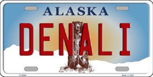 Denali Alaska State Background Novelty Metal License Plate