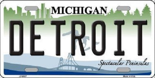 Detroit Michigan Metal Novelty License Plate