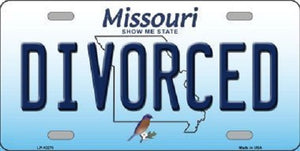 Divorced Missouri Metal Novelty License Plate