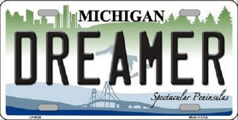 Dreamer Michigan Metal Novelty License Plate