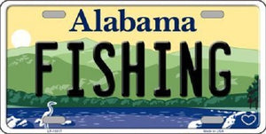 Fishing Alabama Background Novelty Metal License Plate
