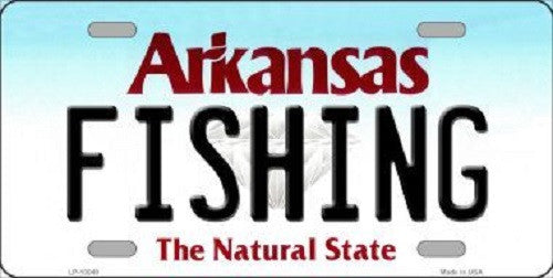 Fishing Arkansas Background Novelty Metal License Plate