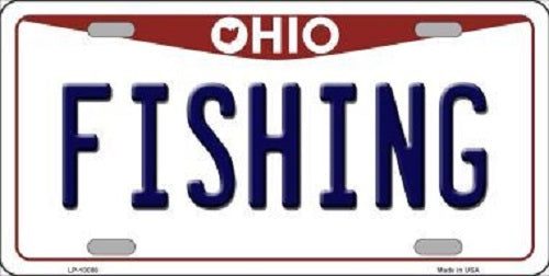 Fishing Ohio Background Novelty Metal License Plate