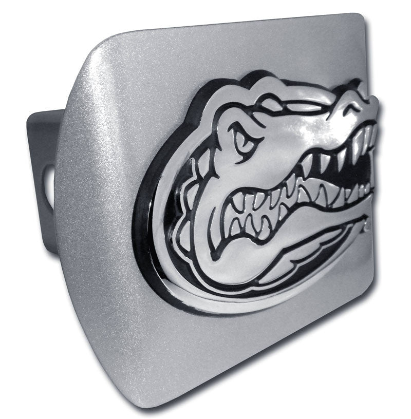 University of Florida Gator Emblem on Brushed Metal Hitch Cover