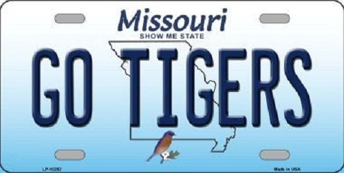 Go Tigers Missouri Background Novelty Metal License Plate