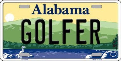 Golfer Alabama Background Novelty Metal License Plate