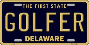Golfer Delaware Novelty Metal License Plate