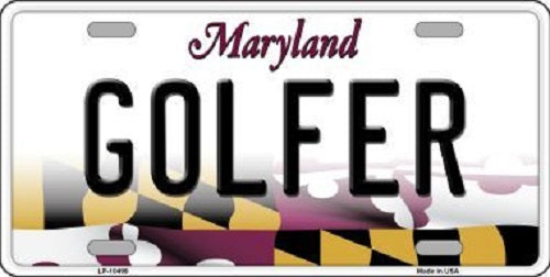 Golfer Maryland Metal Novelty License Plate