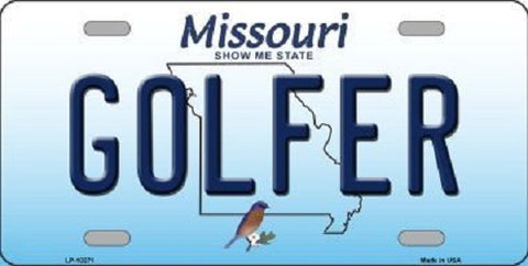 Golfer Missouri Background Novelty Metal License Plate