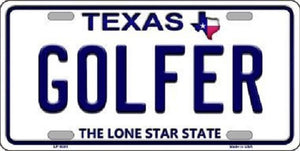 Golfer Texas Background Novelty Metal License Plate