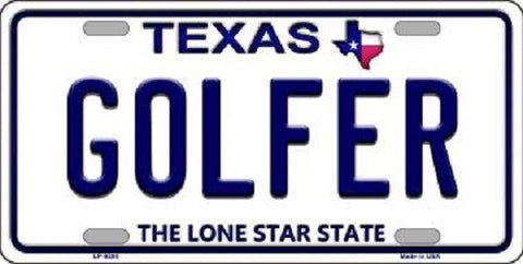 Golfer Texas Background Novelty Metal License Plate