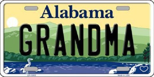 Grandma Alabama Background Novelty Metal License Plate