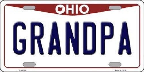 Grandpa Ohio Background Novelty Metal License Plate