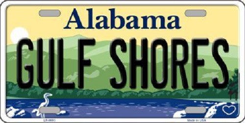 Gulf Shores Alabama Background Novelty Metal License Plate