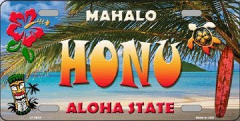 Honu Hawaii State Background Novelty Metal License Plate
