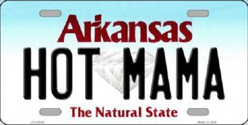 Hot Mama Arkansas Background Novelty Metal License Plate