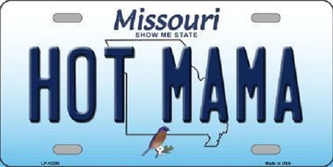 Hot Mama Missouri Background Novelty Metal License Plate LP-10259