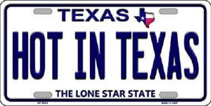Hot in Texas Background Novelty Metal License Plate
