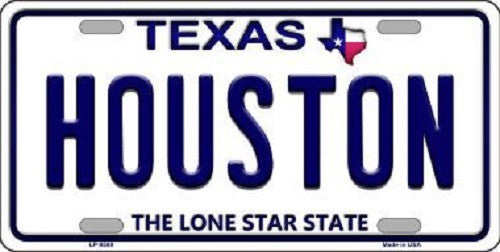 Houston Texas Background Novelty Metal License Plate