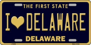 I Love Delaware Novelty Metal License Plate