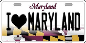 I Love Maryland Metal Novelty License Plate