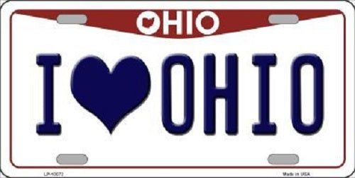 I Love Ohio Background Novelty Metal License Plate