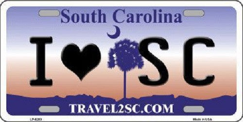 I Love South Carolina Novelty Metal License Plate