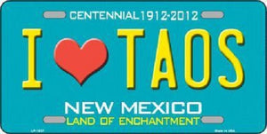 I Love Taos New Mexico Novelty Metal License Plate