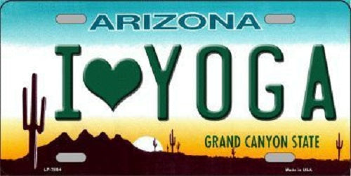 I Love Yoga Arizona Novelty Metal License Plate