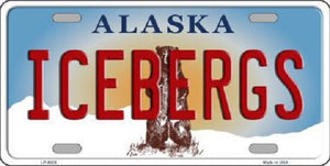 Icebergs Alaska State Background Novelty Metal License Plate