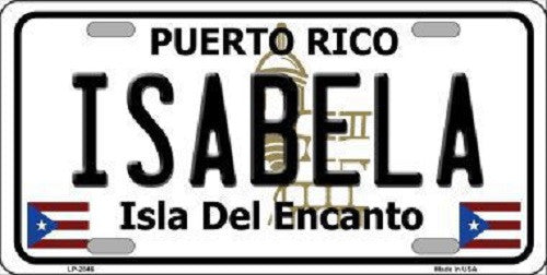 Isabela Puerto Rico Metal Novelty License Plate