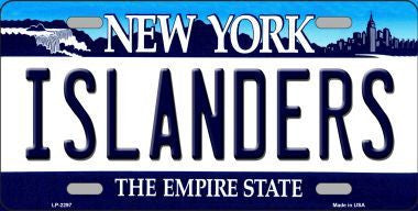 Islanders New York Novelty State Background Metal License Plate