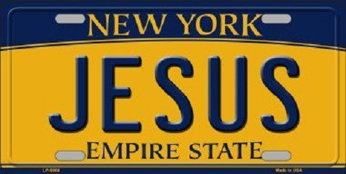 Jesus New York Background Novelty Metal License Plate