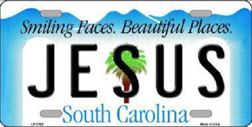 Jesus South Carolina Metal Novelty License Plate