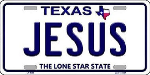 Jesus Texas Background Novelty Metal License Plate