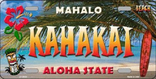 Kahakai Hawaii State Background Novelty Metal License Plate