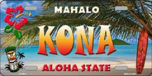 Kona Hawaii State Background Novelty Metal License Plate
