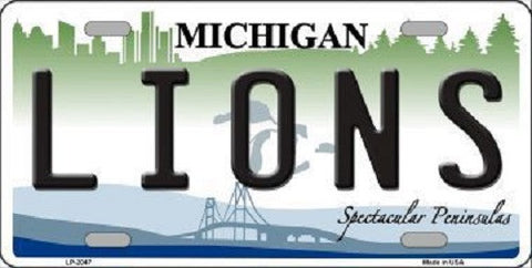 Lions Michigan State Background Novelty Metal License Plate