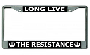 Long Live The Resistance Star Wars Chrome License Plate Frame