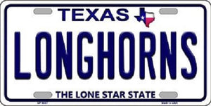 Longhorns Texas Background Novelty Metal License Plate