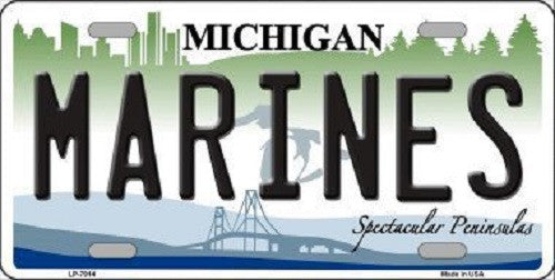 Marines Michigan Novelty Metal License Plate