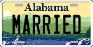 Married Alabama Background Novelty Metal License Plate